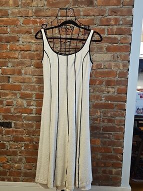 MOTF Cream Maxi Dress with Black Piping
